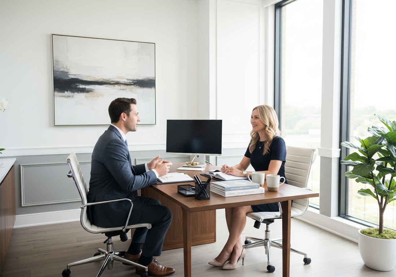 Intended parents meeting with a fertility matching specialist